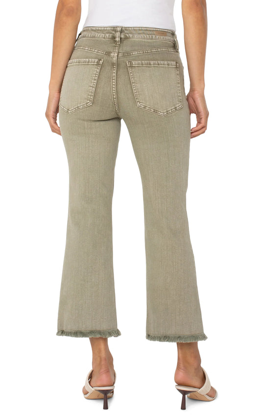 Cropped Flare Jeans with Frayed Hem