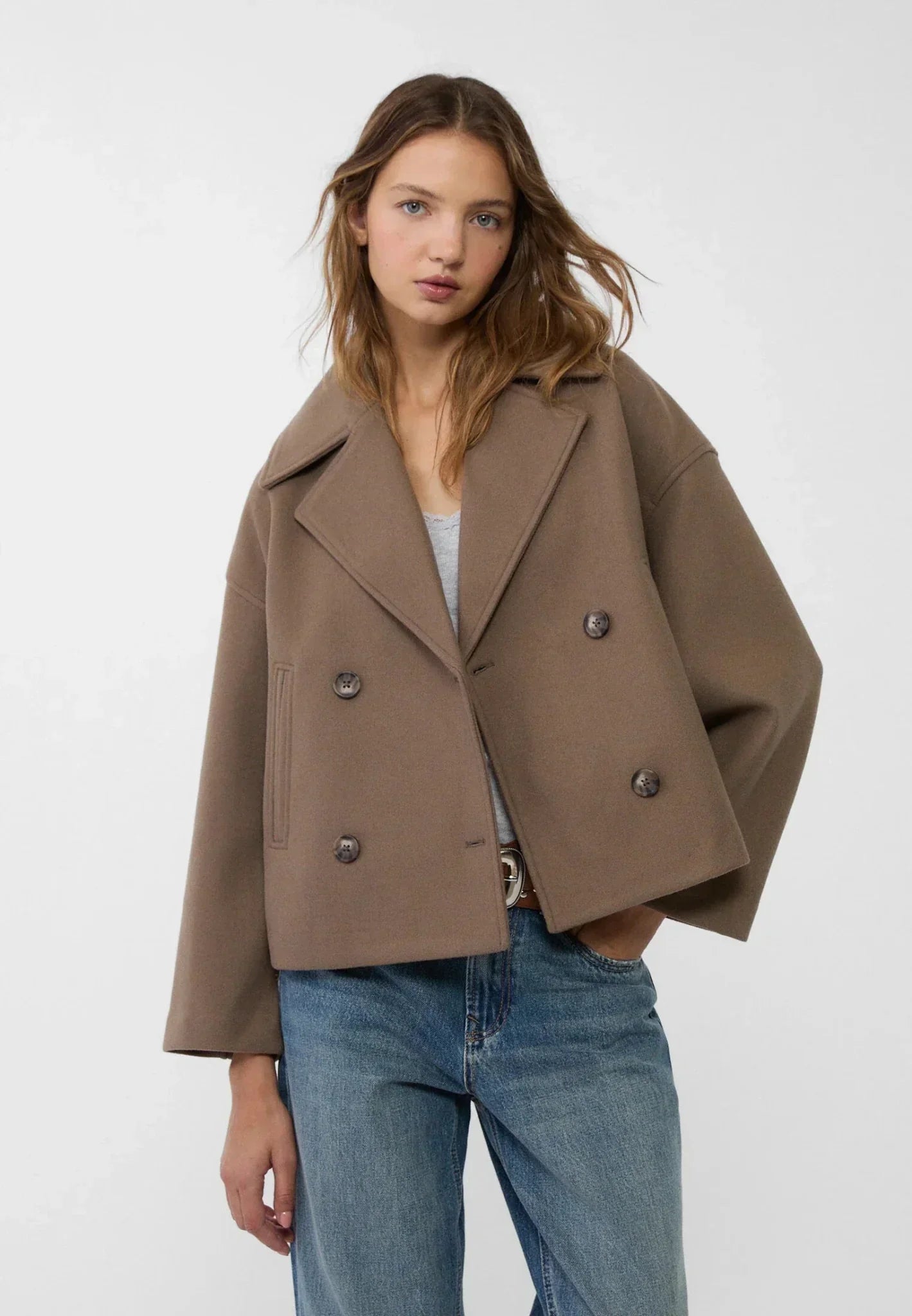 Classic Cropped Double-Breasted Jacket