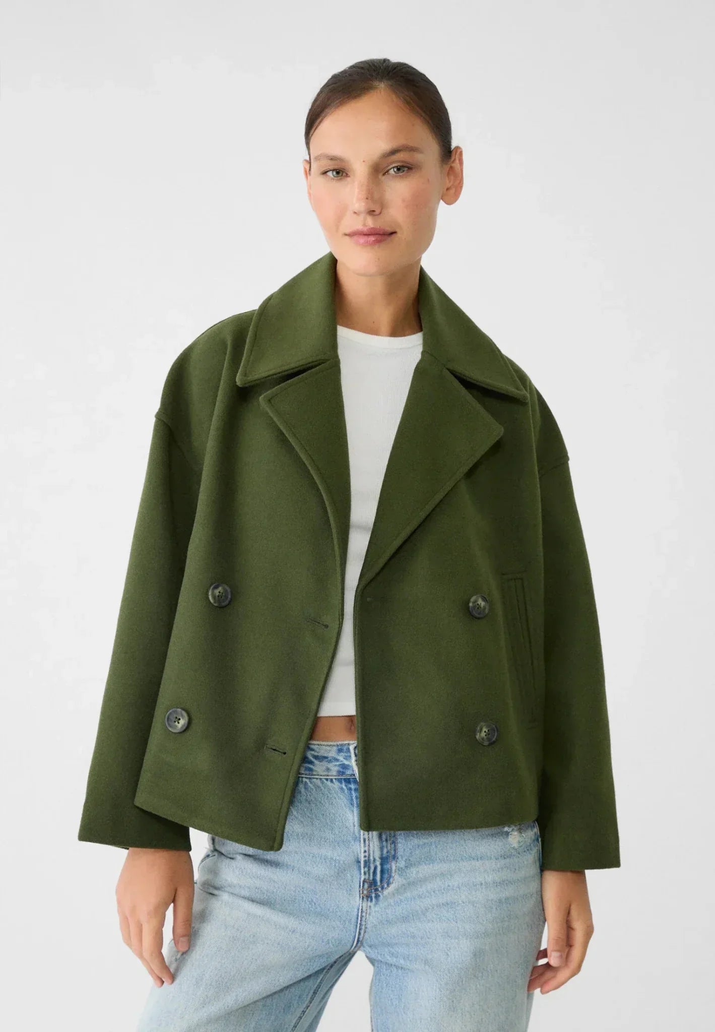 Classic Cropped Double-Breasted Jacket