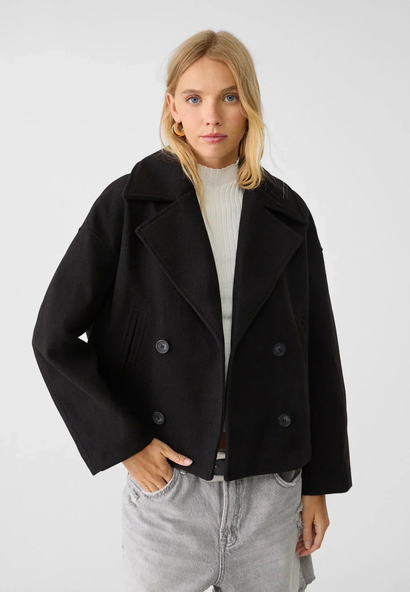 Classic Cropped Double-Breasted Jacket