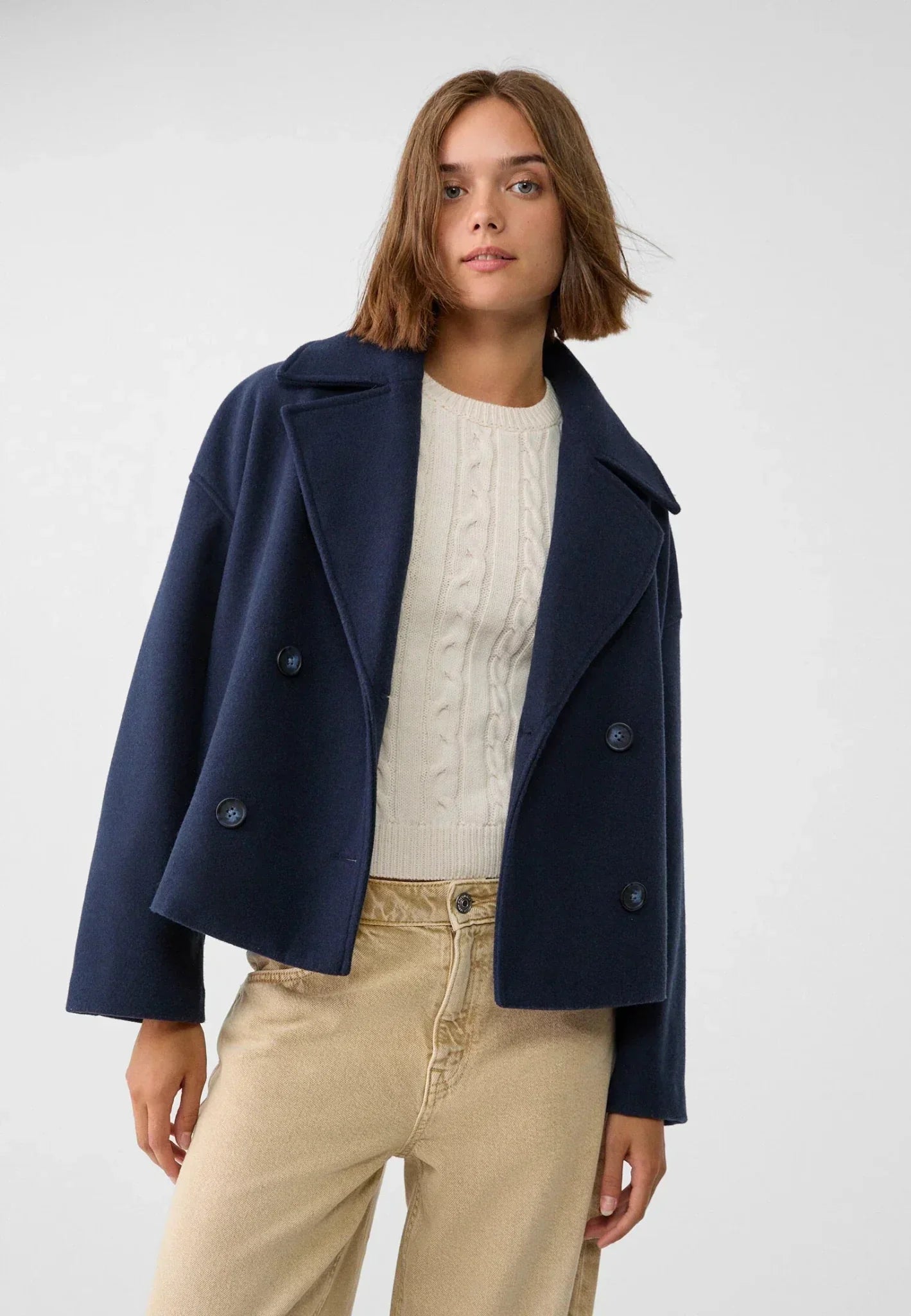 Classic Cropped Double-Breasted Jacket