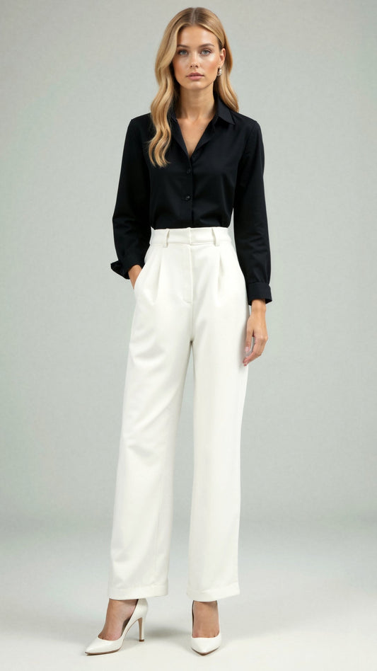 Claudia - High Waist Straight Leg Trousers